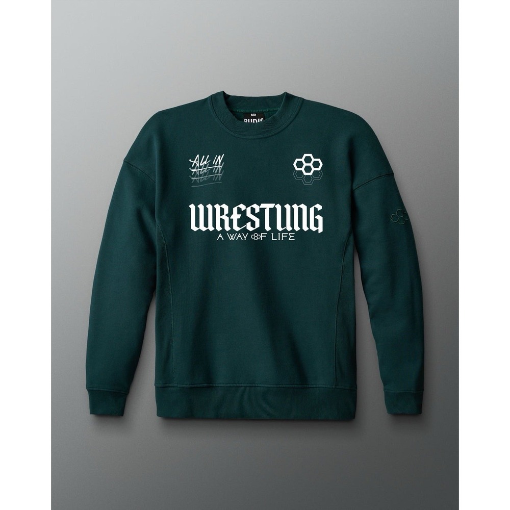 Rudis Gothic Wrestling Titan Sweatshirt Mens XL Green Heavyweight Crewneck EUC